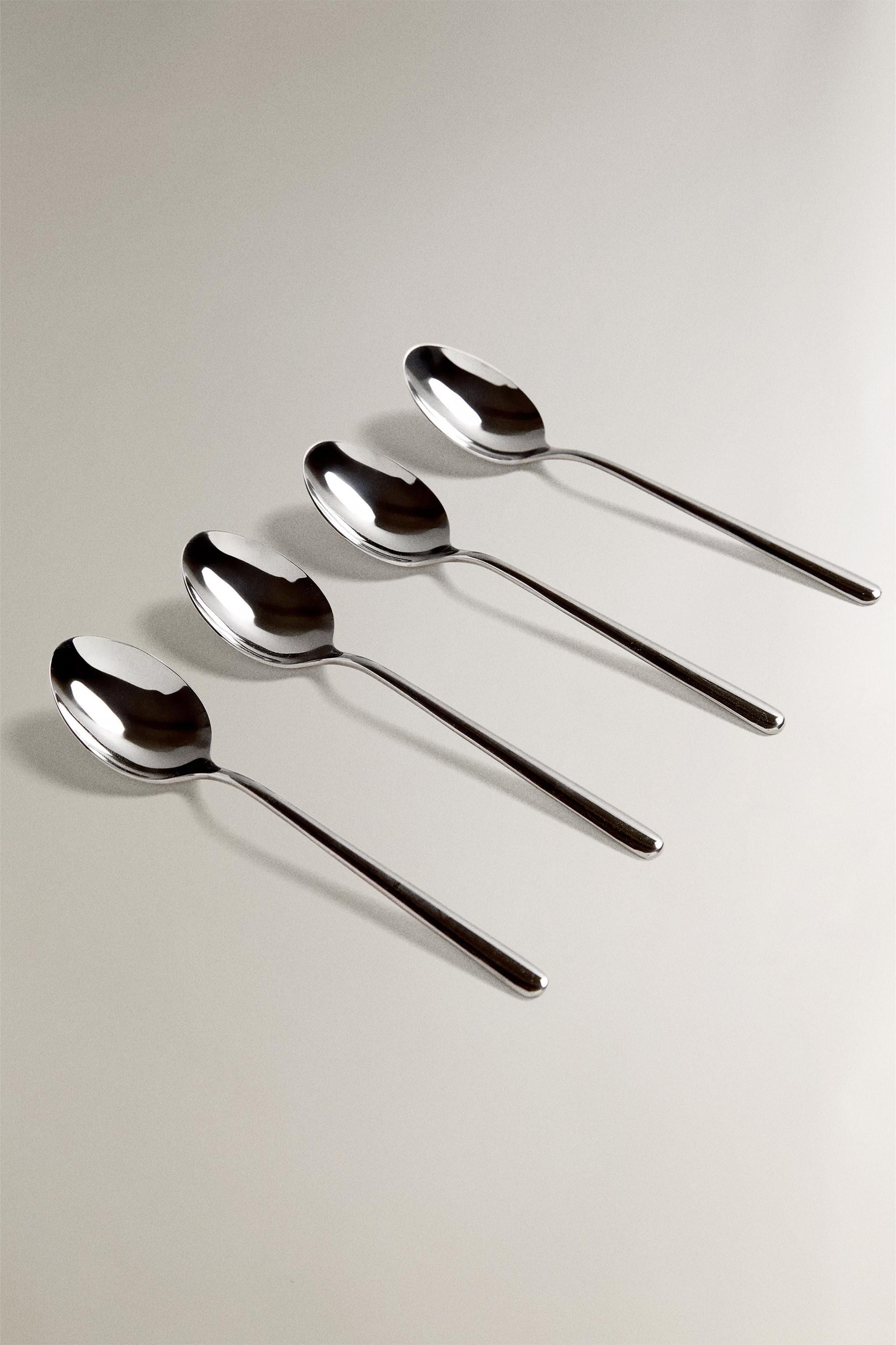 SET OF SHINY STEEL DESSERT SPOONS (SET OF 4)